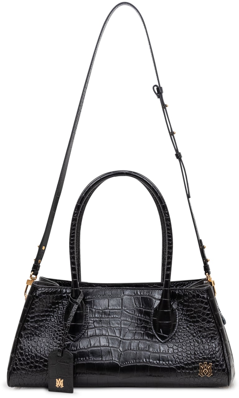Amiri Borsa a Spalla in Pelle Effetto Coccodrillo Zwart