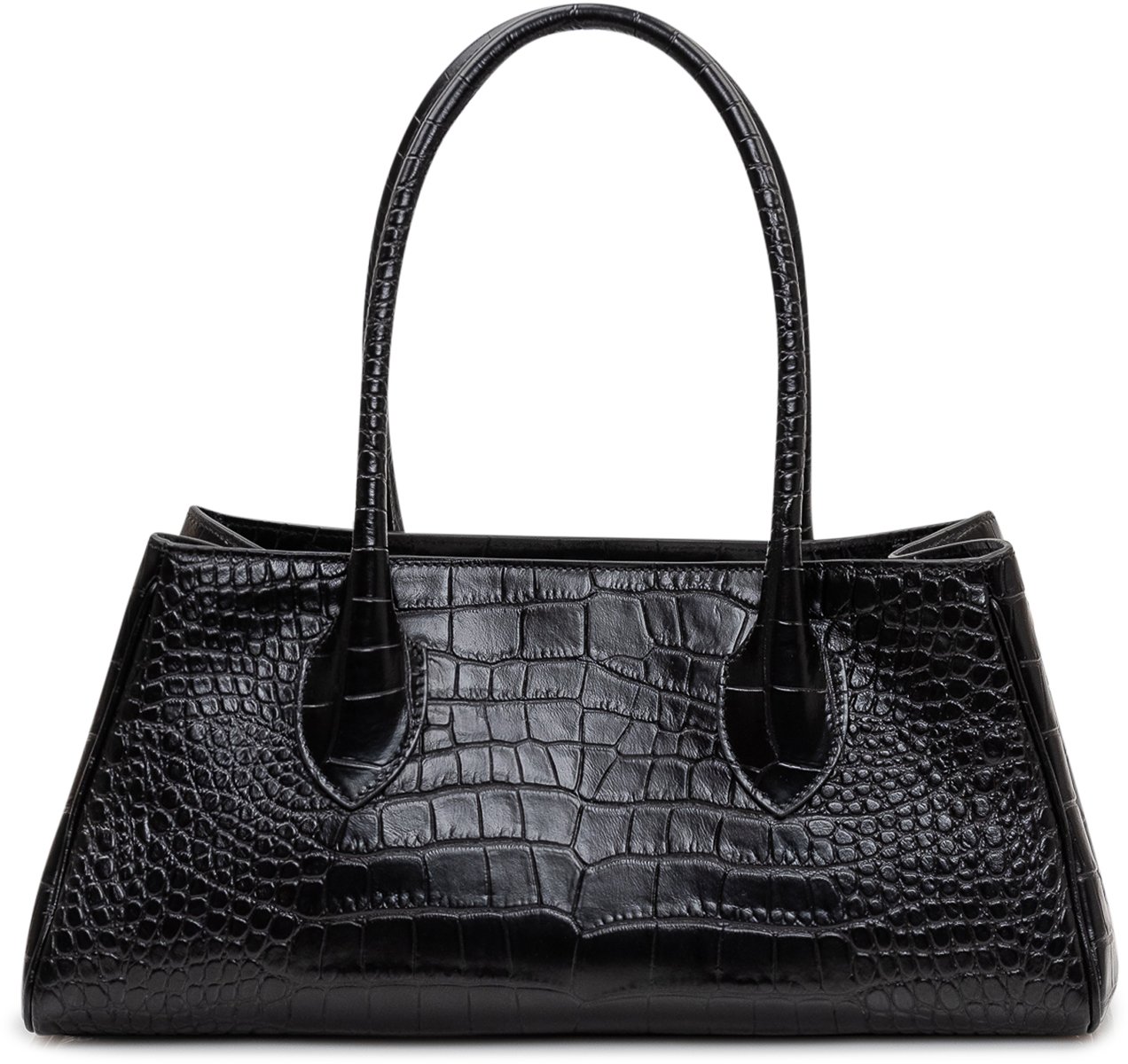 Amiri Borsa a Spalla in Pelle Effetto Coccodrillo Zwart