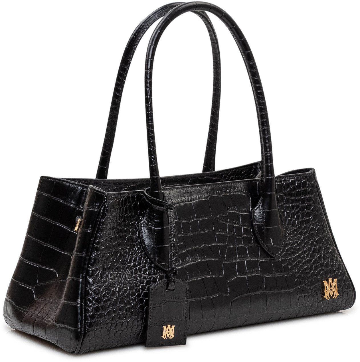 Amiri Borsa a Spalla in Pelle Effetto Coccodrillo Zwart