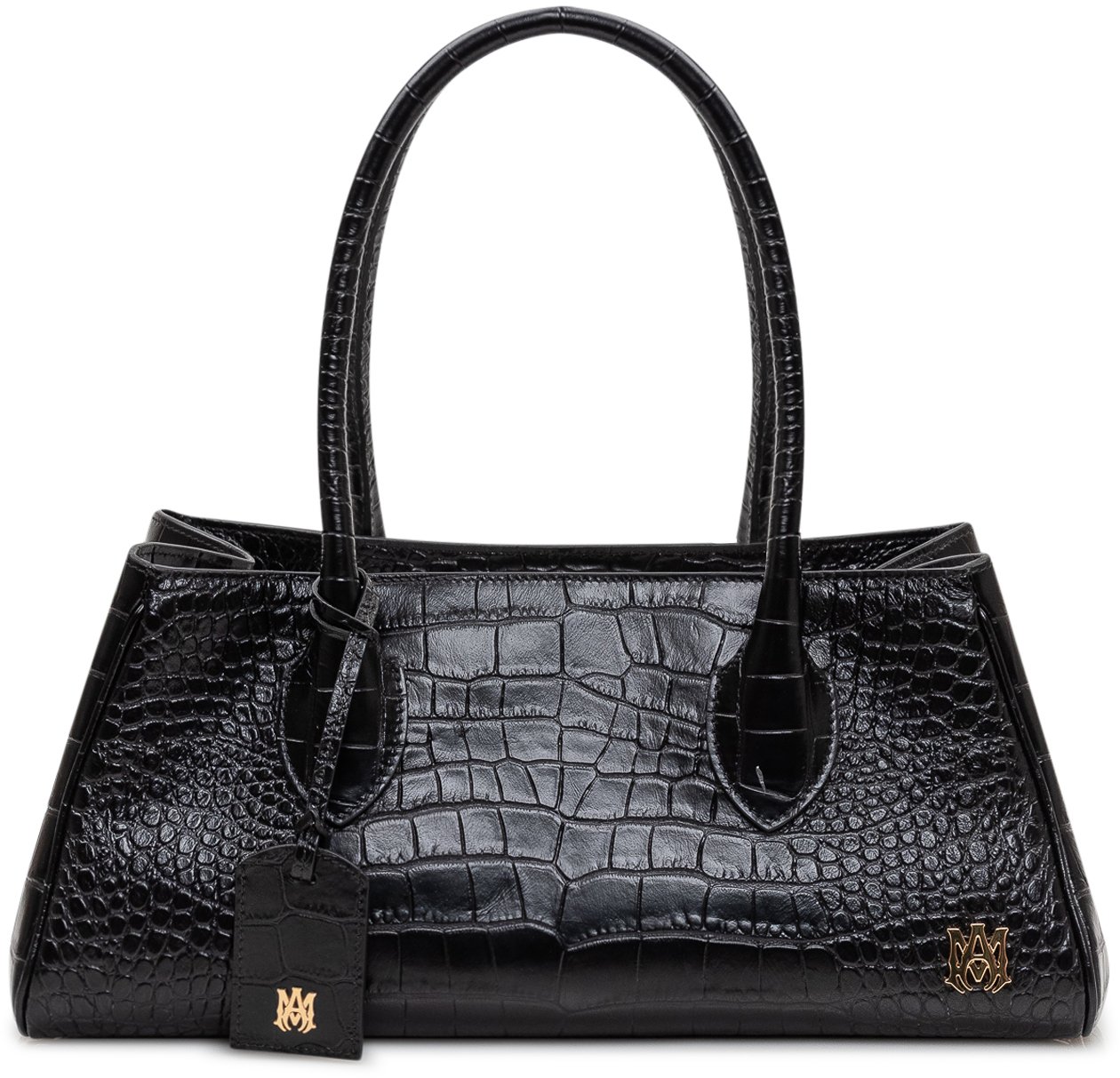 Amiri Borsa a Spalla in Pelle Effetto Coccodrillo Zwart