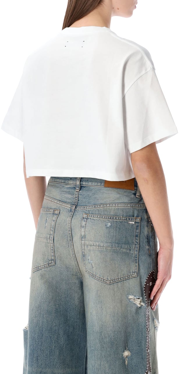 Amiri Art District Cropped Tee Bianco Wit