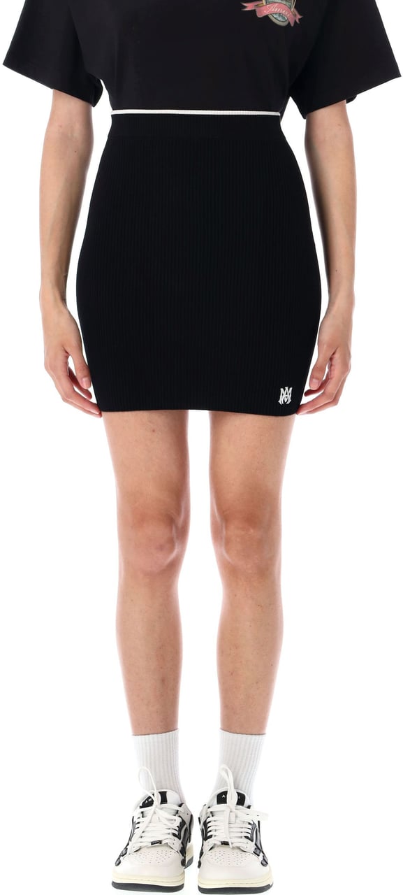 Amiri Ma Mini Skirt Knit Rib Nero Zwart