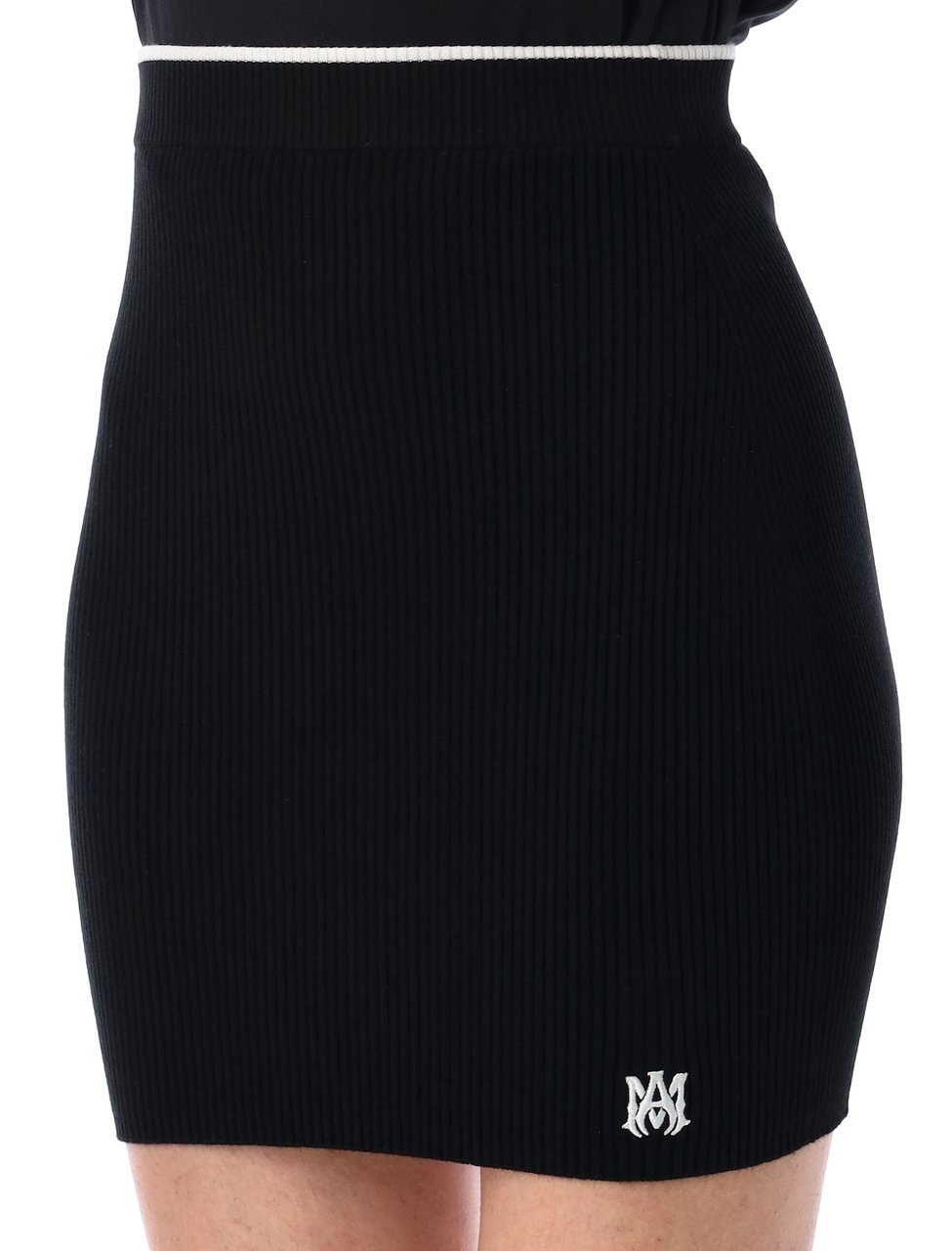 Amiri Ma Mini Skirt Knit Rib Nero Zwart