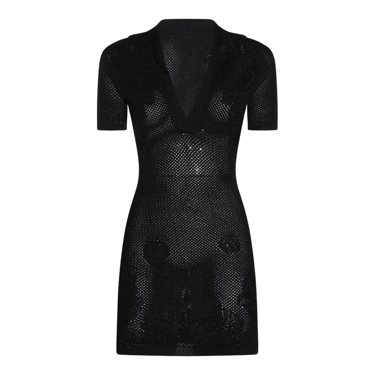 Amiri Fitted Mini Dress with Floral Pattern Zwart