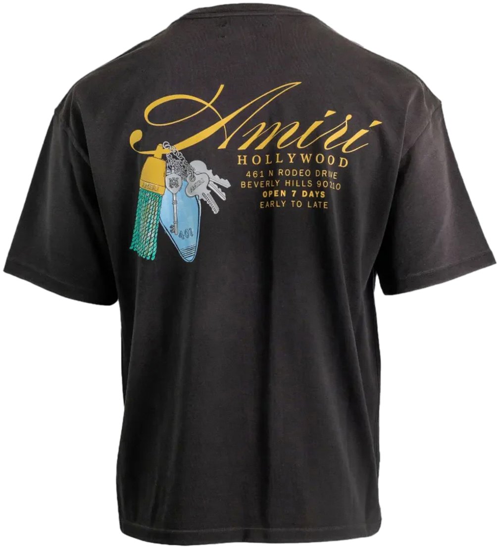 Amiri CHATEAU KEYS OS T-SHIRT ZWART Donkergrijs
