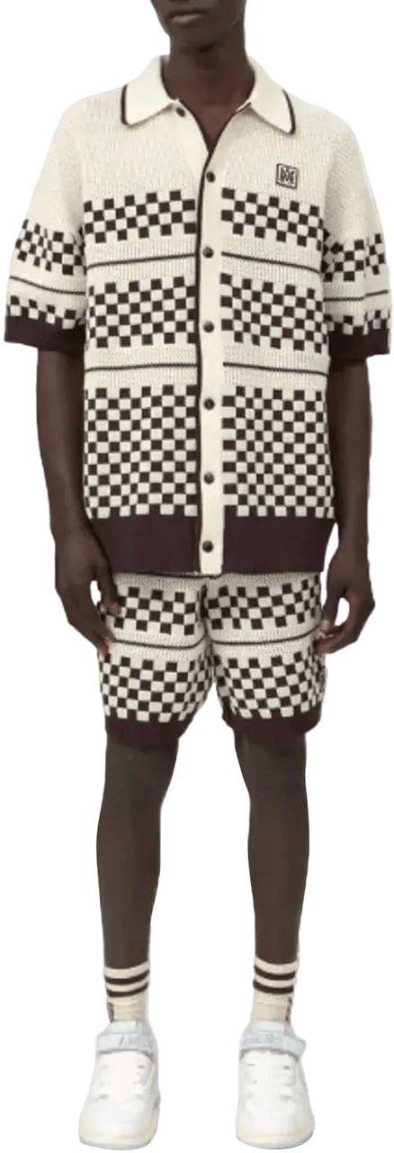 Amiri Geruit mesh overhemd in Alabaster Wit