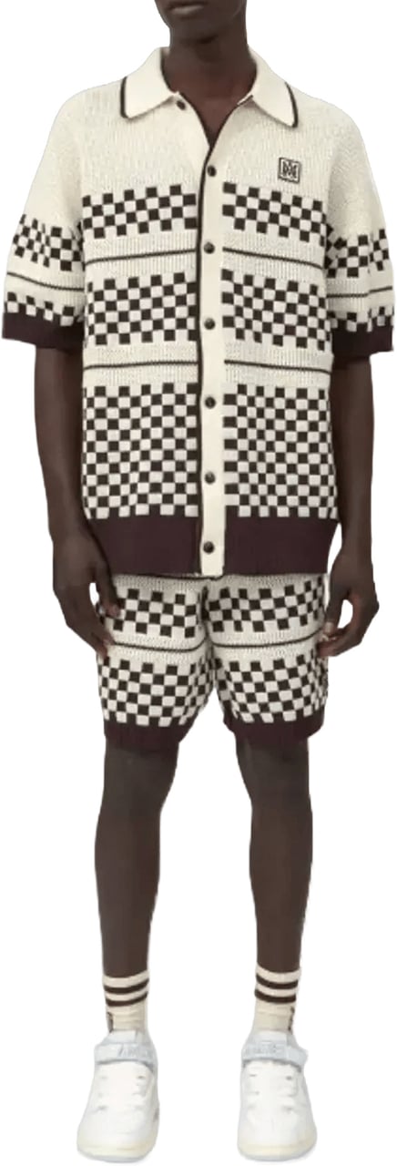 Amiri Geruit mesh overhemd in Alabaster Wit