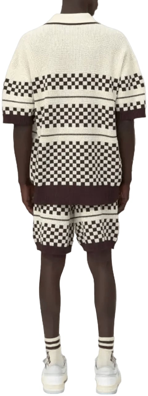 Amiri Geruit mesh overhemd in Alabaster Wit