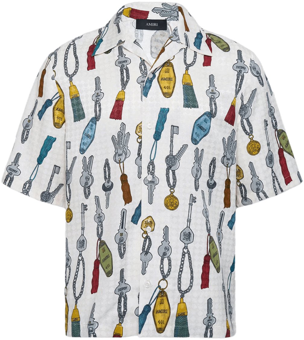 Amiri Keys Camp shirt ivoor Wit