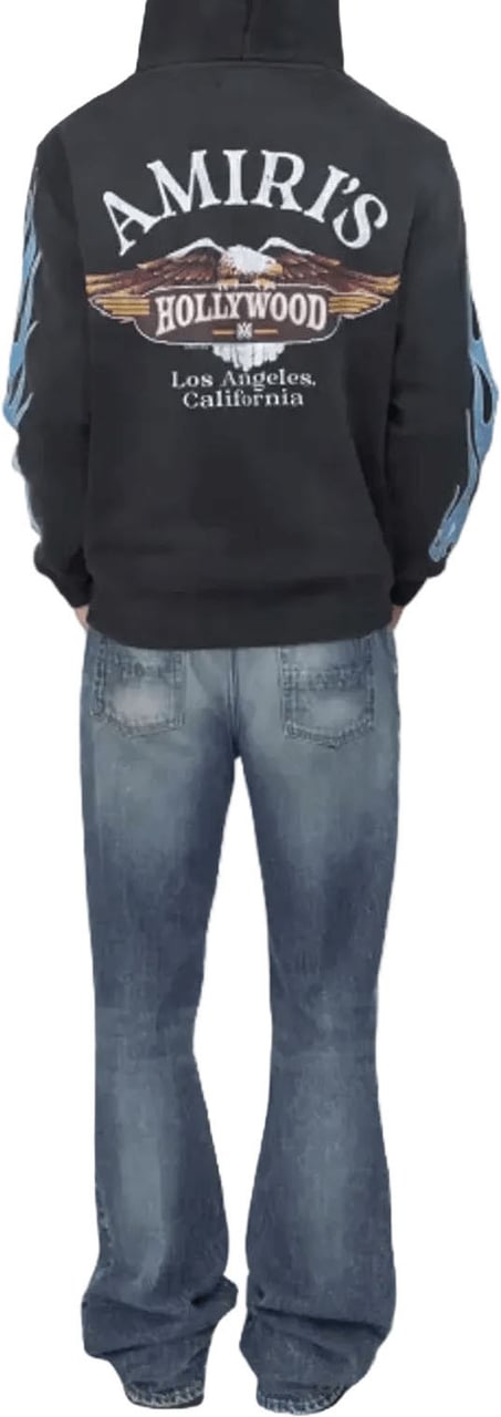 Amiri MA FLAMES HOODIE MET ZITS, ZWART Zwart