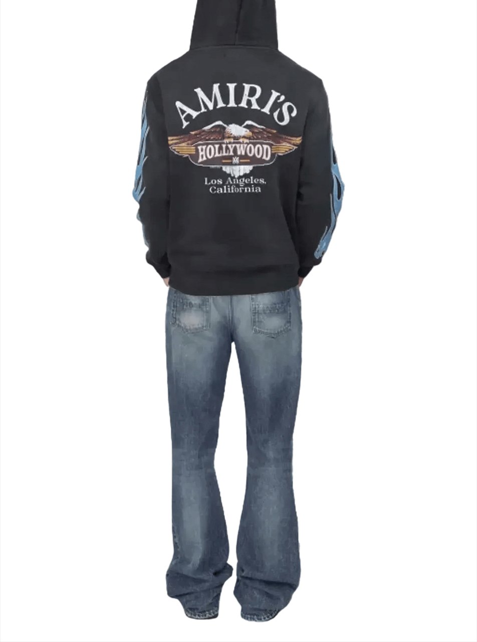Amiri MA FLAMES HOODIE MET ZITS, ZWART Zwart