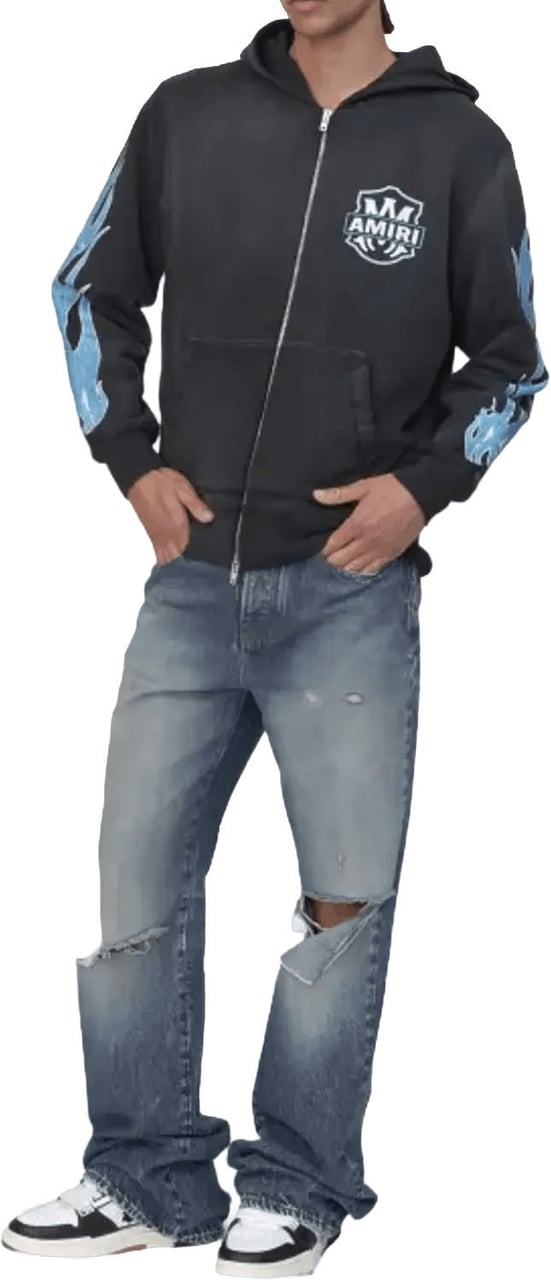 Amiri MA FLAMES HOODIE MET ZITS, ZWART Zwart