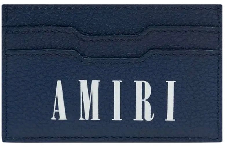 Amiri Amiri Logo Leather Kaarthouder 'Navy' Blauw