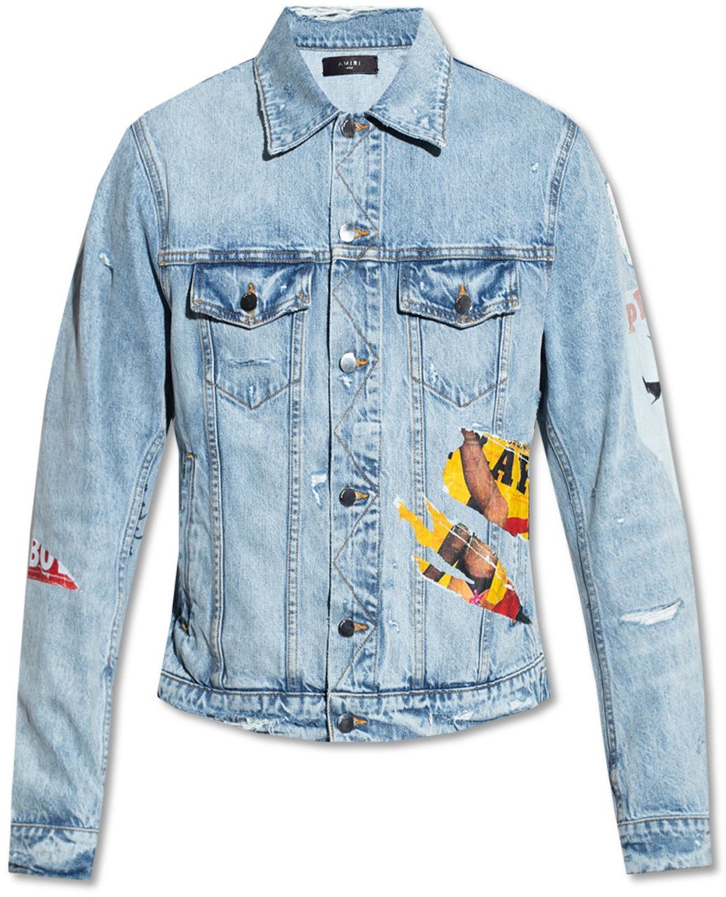 Amiri Amiri Playboy Magazine Trucker Denim Jacket Blauw
