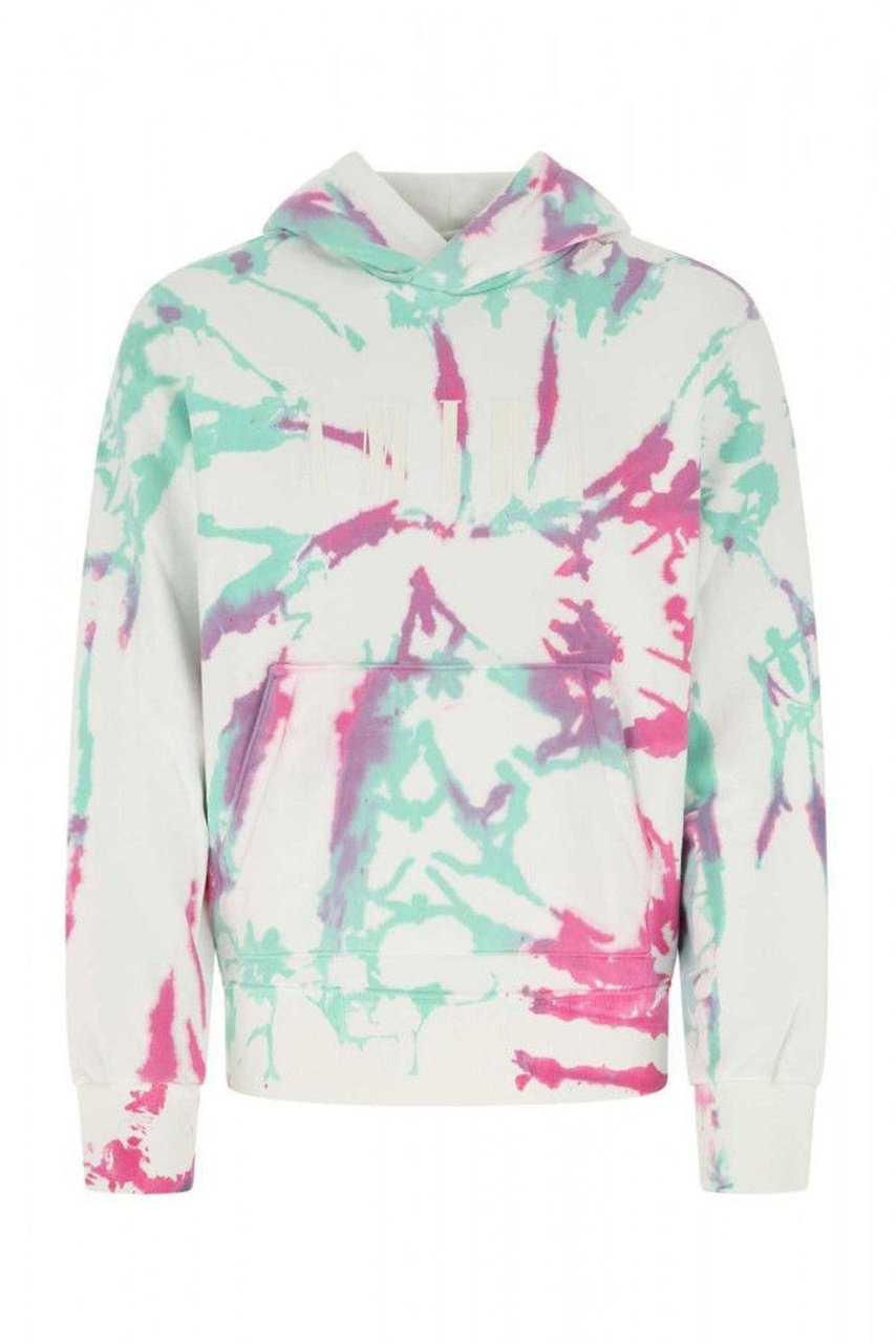 Amiri Amiri Logo Tie-Dye Hoodie Sweatshirt Wit
