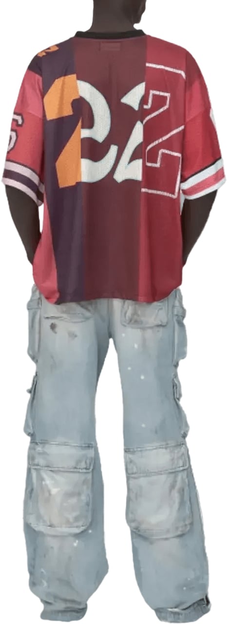 Amiri OVERSIZED T-SHIRT MET GESPLITSTE ZAKEN ROOD Rood