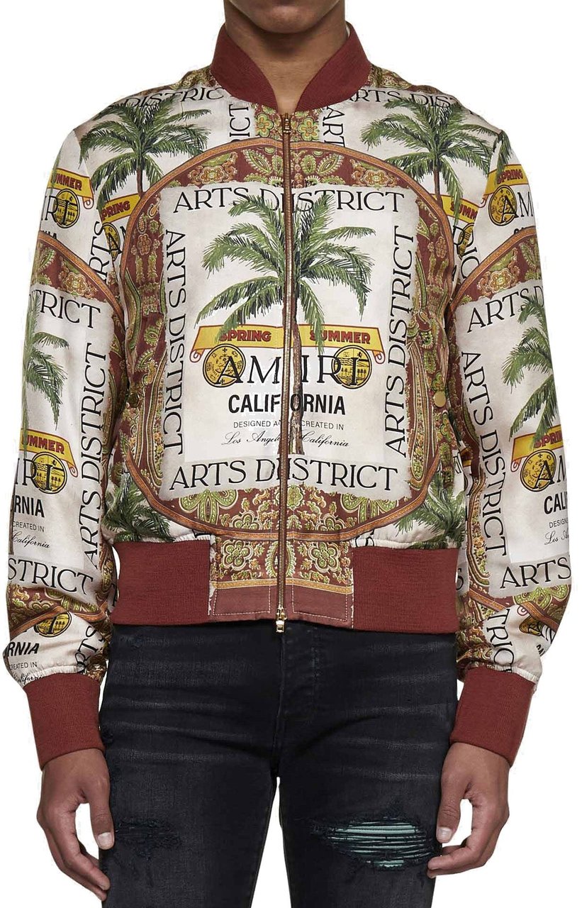 Amiri Amiri Printed Silk Jacket Beige