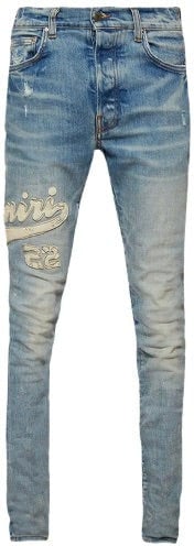 Amiri Amiri Varsity Applique Logo Jeans 'Clay Indigo' Roze