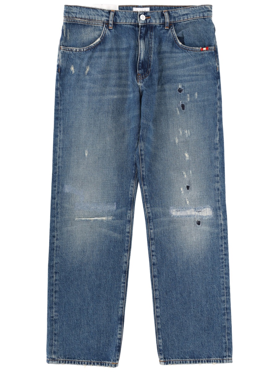 Amish Jamesnip & Tac Faded Straight Jeans Blauw