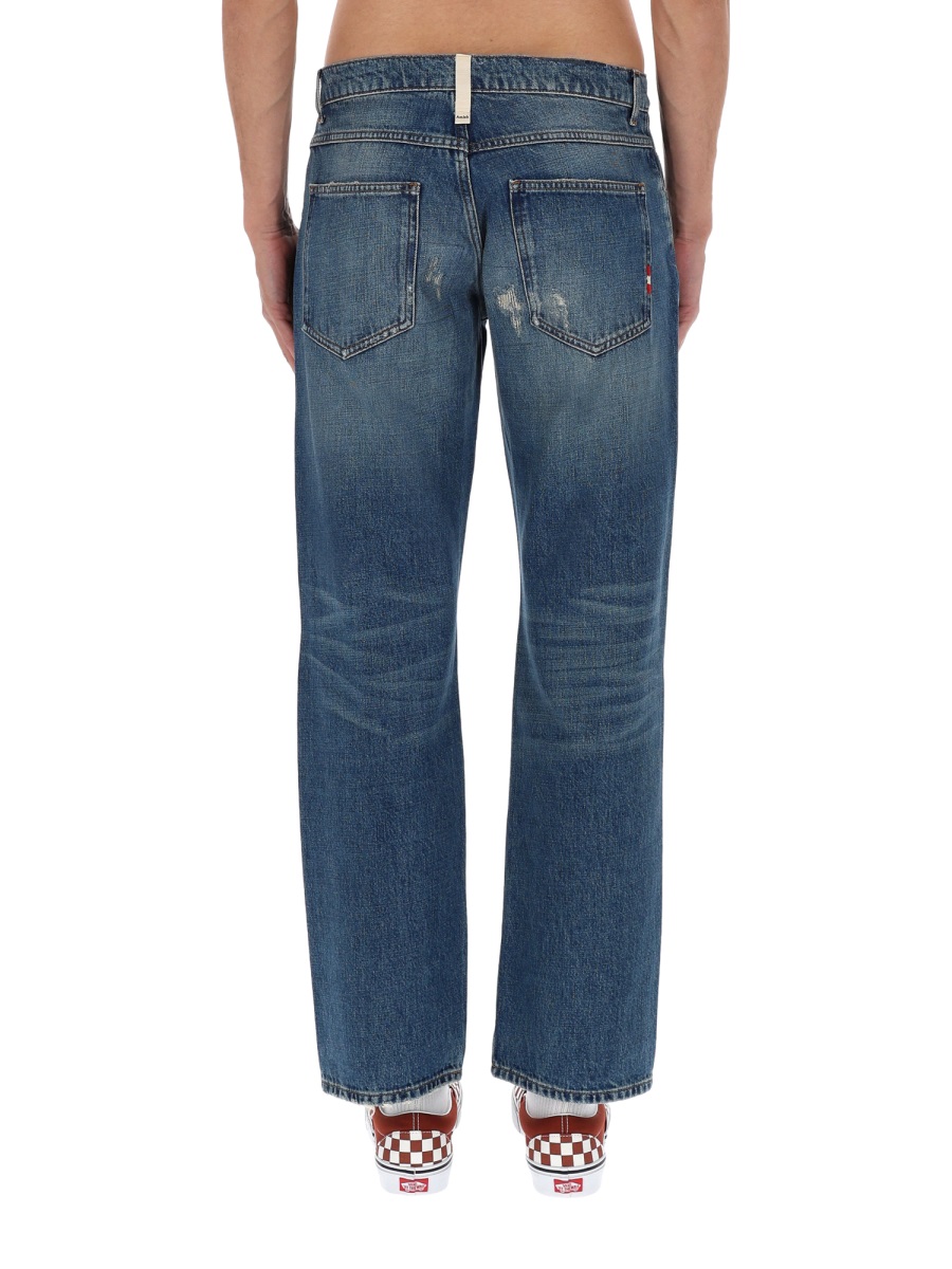 Amish Jamesnip & Tac Faded Straight Jeans Blauw