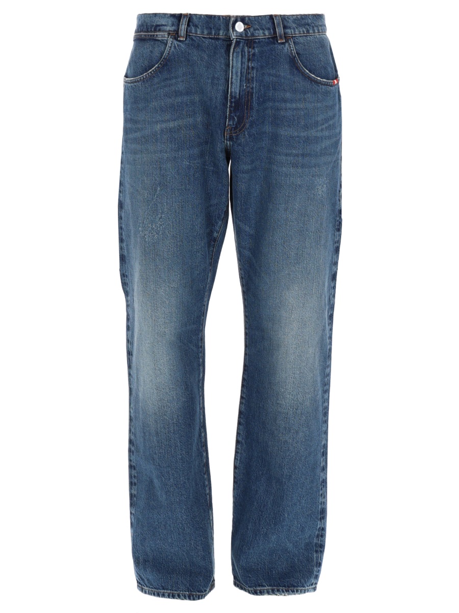 Amish Medium Blue James Wash Crinkle Jeans Groen