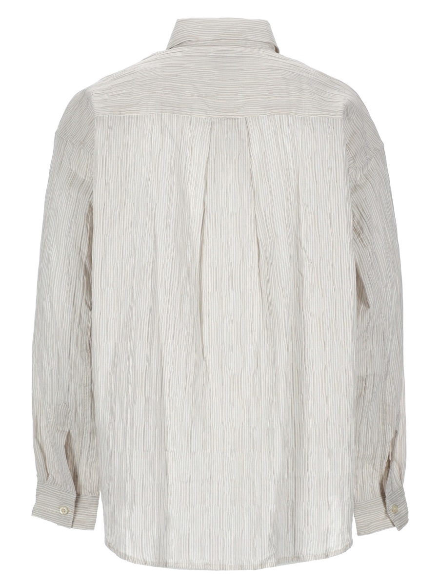 Amish Neutrals Relaxed Fit Crinkle Cotton-Blend Shirt Wit
