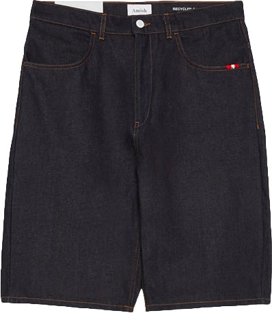 Amish Bermuda Jeans Tommy Recycled Denim Raw Blu Blauw