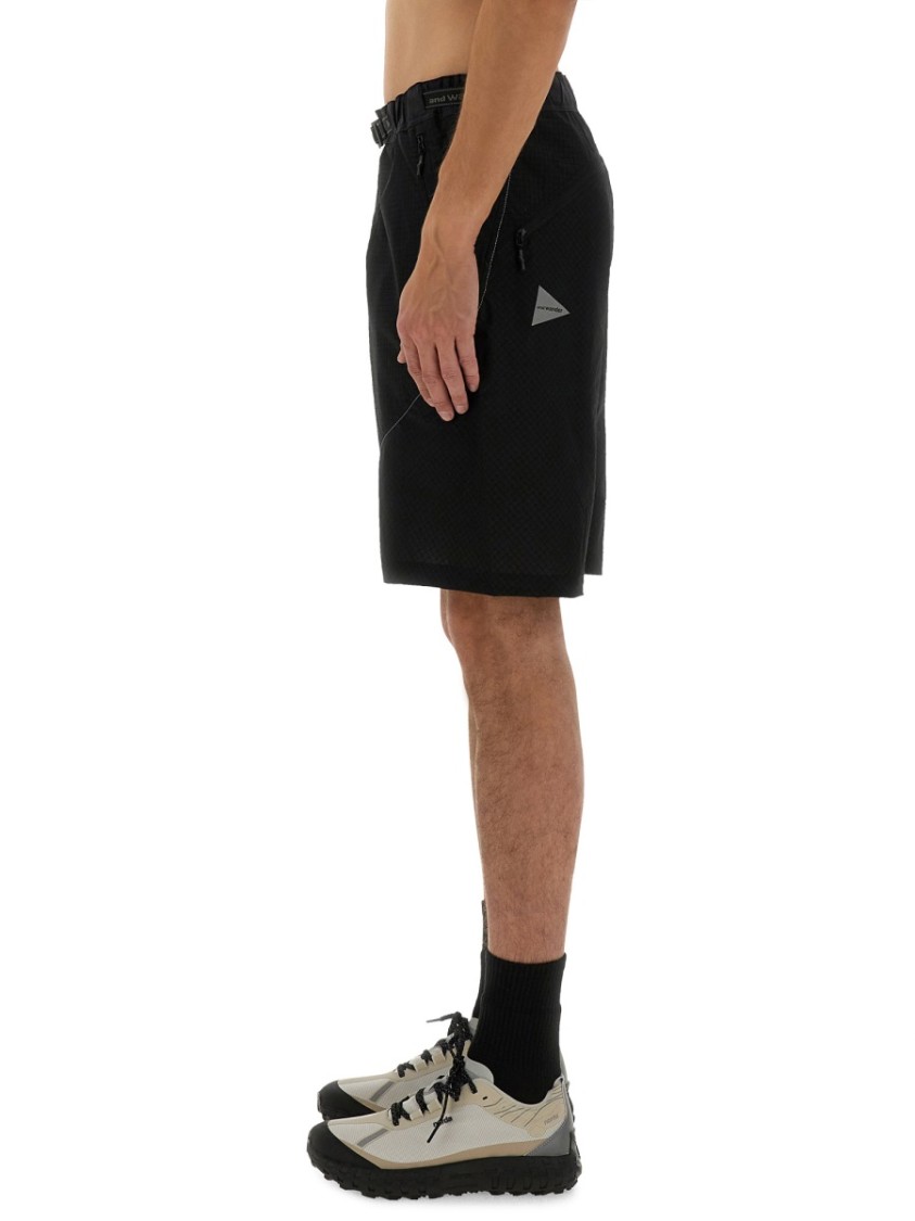 and wander Black Nylon Bermuda Shorts Zwart