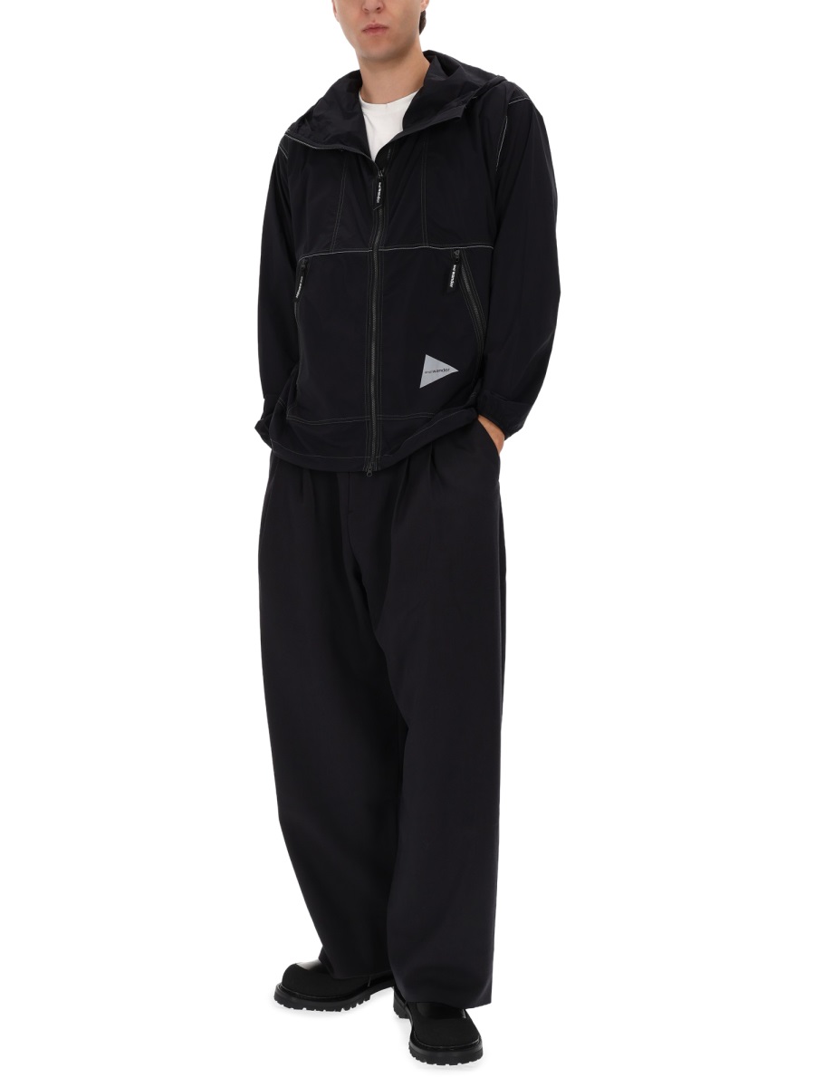 and wander Black Nylon Partex Reflective Hoodie Zwart