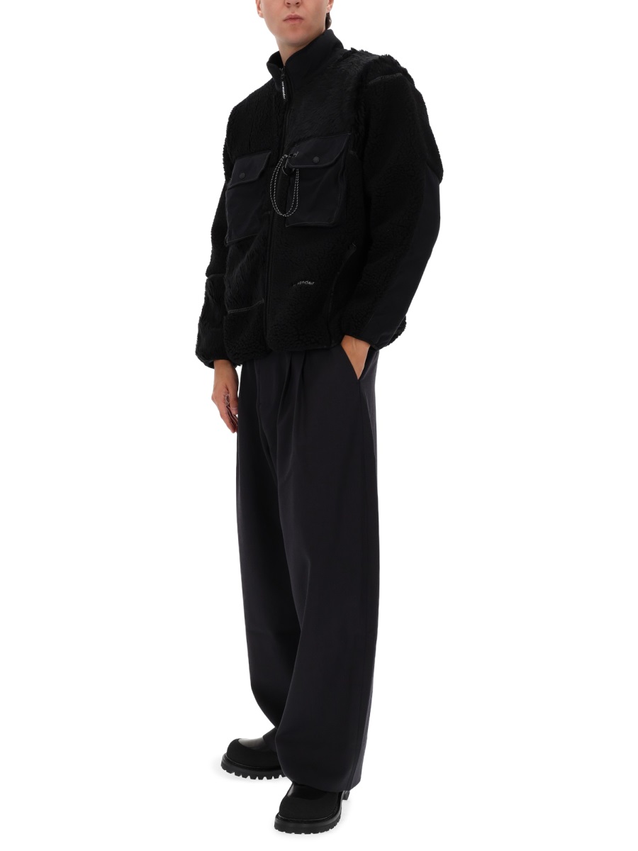 and wander Black Mix Boa Polyester-Blend Plush Jacket Zwart