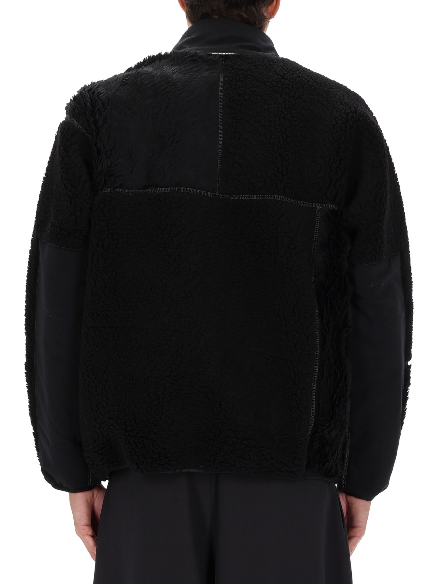 and wander Black Mix Boa Polyester-Blend Plush Jacket Zwart