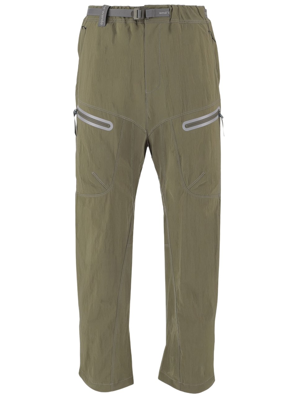 and wander Khaki Nylon Trousers with Adjustable Drawstring Grijs