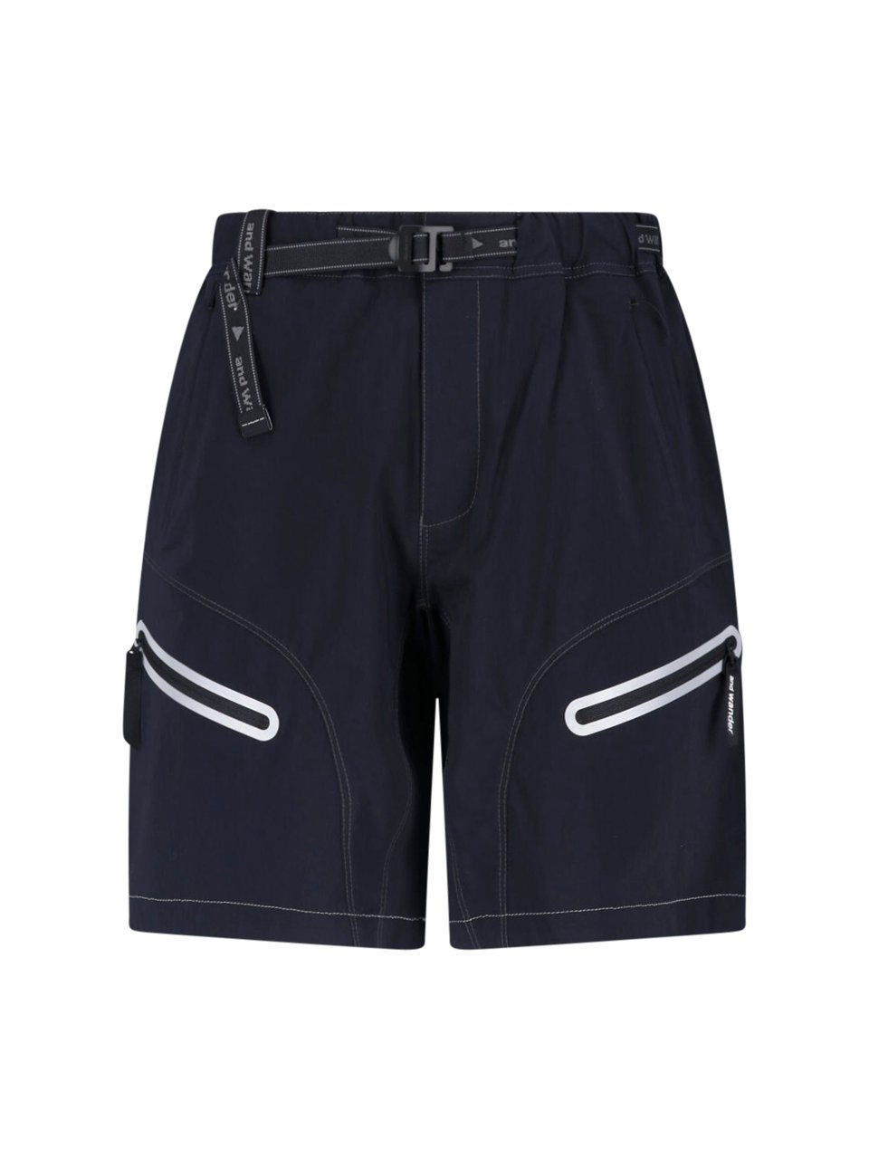 and wander Black Light Hike Integrated Belt Shorts Zwart