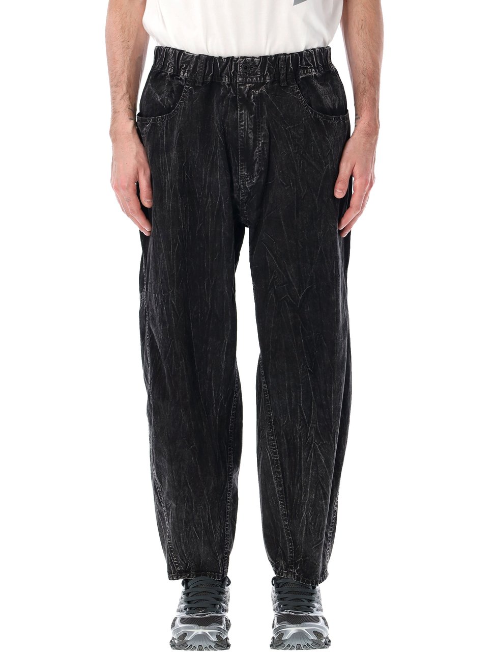 and wander Textured Cotton Long Trousers Zwart