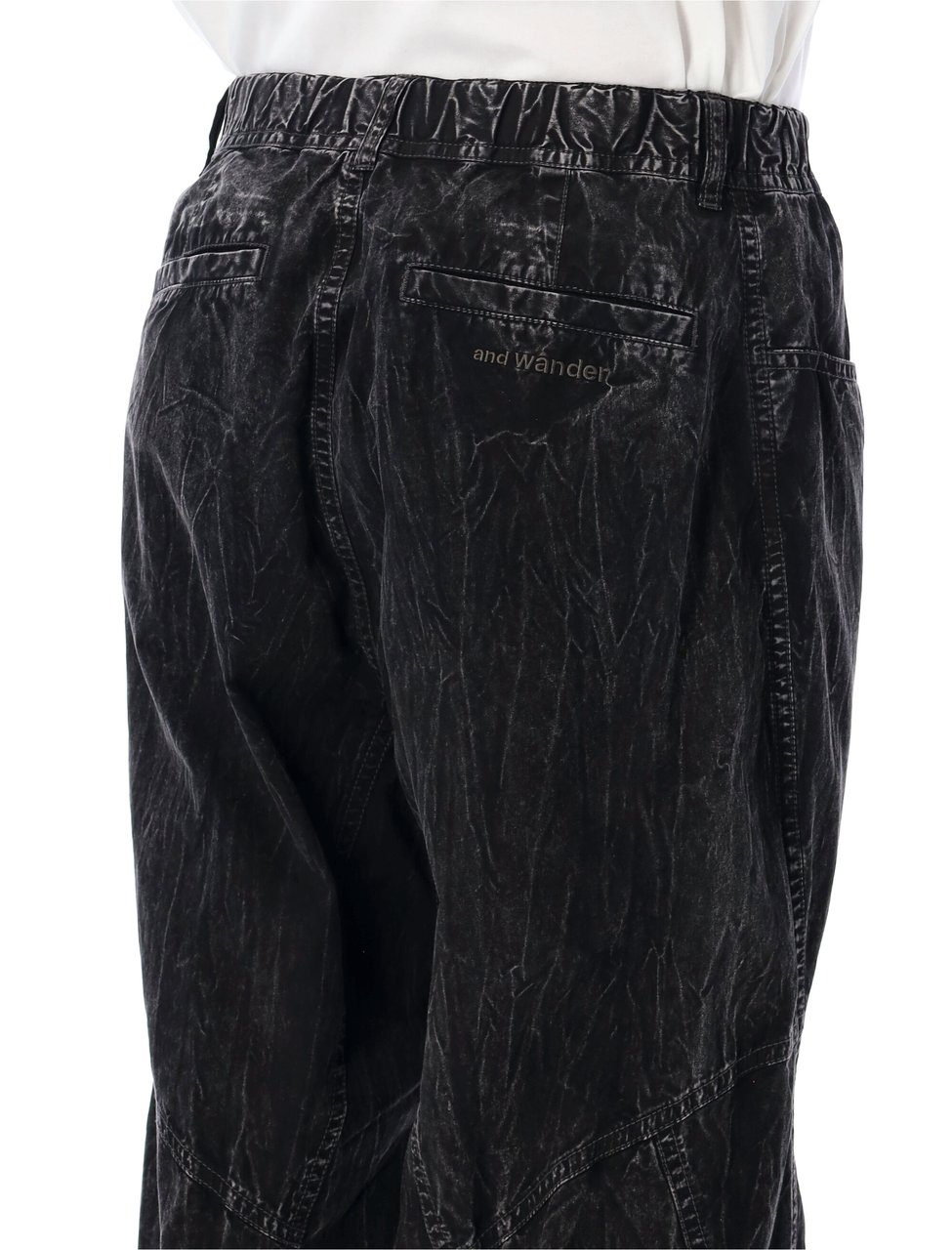 and wander Textured Cotton Long Trousers Zwart