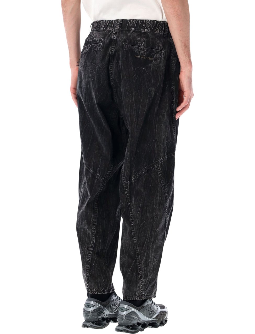and wander Textured Cotton Long Trousers Zwart