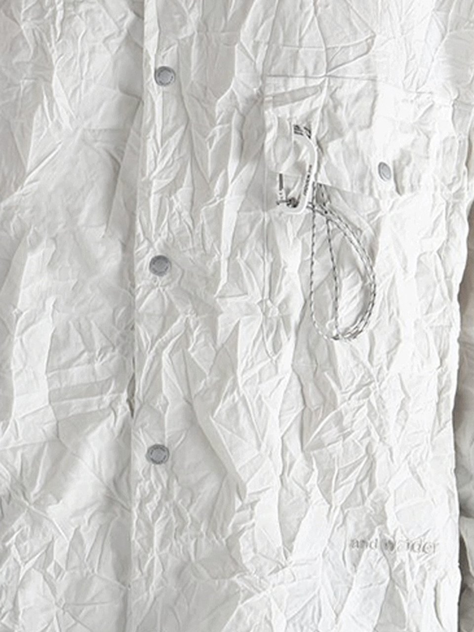 and wander Nylon Shirt With Ruffled Texture And Classic Collar Wit