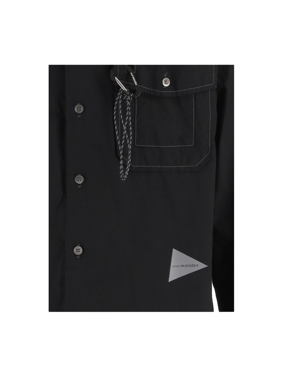 and wander Cotton-Blend Casual Shirt with Logo Detail Zwart