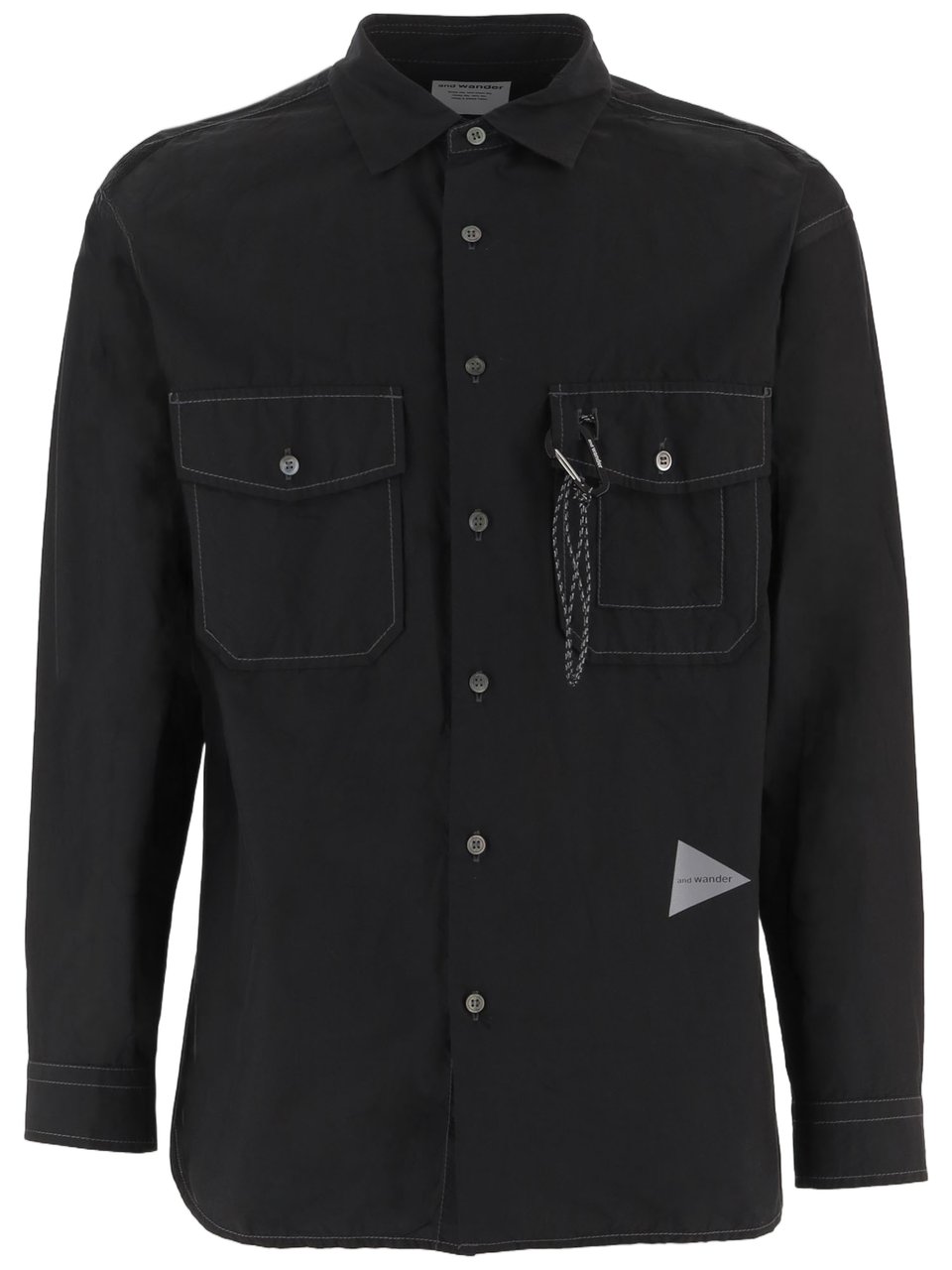 and wander Cotton-Blend Casual Shirt with Logo Detail Zwart