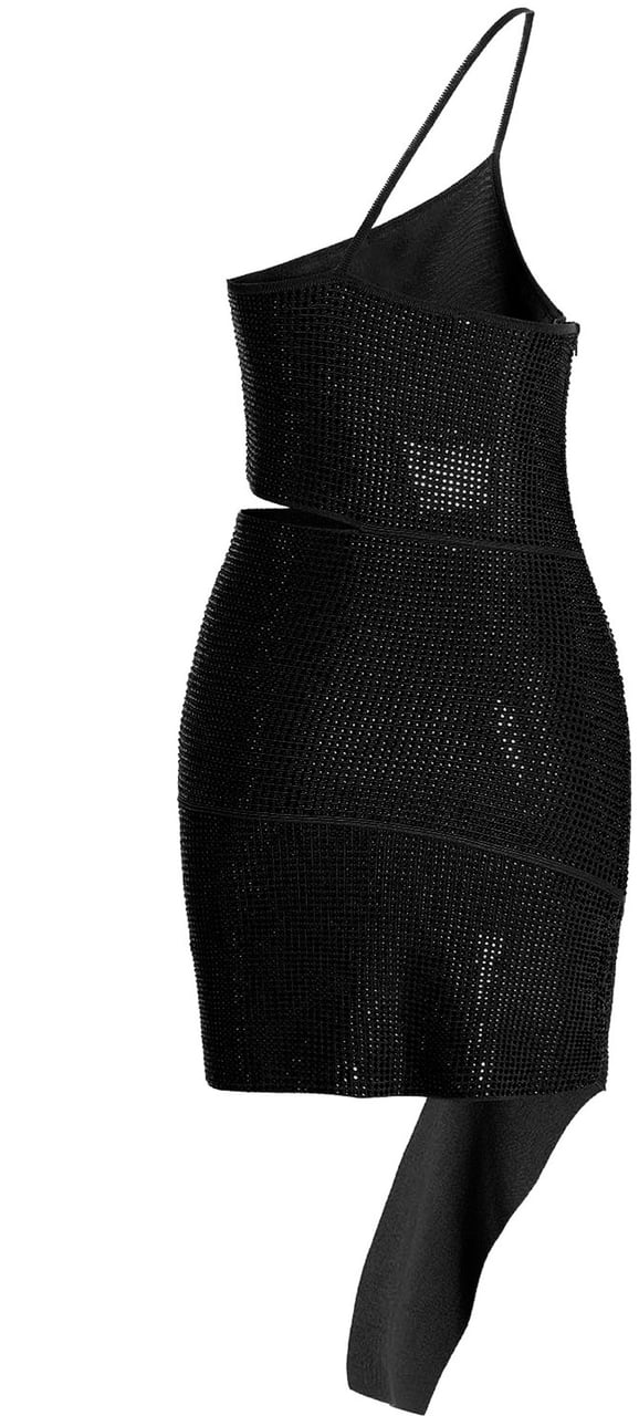 ANDREADAMO ANDREĀDAMO Black Viscose Short Dress Zwart