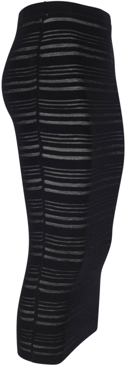 ANDREADAMO Black Semi-Transparent Ribbed Maxi Skirt Zwart