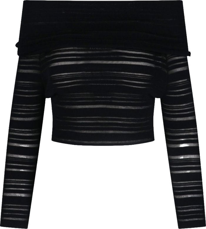 ANDREADAMO Striped Crop Top – Black Zwart