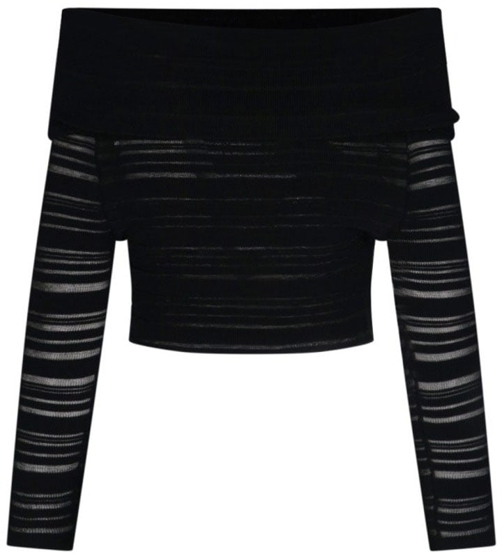 ANDREADAMO Striped Crop Top – Black Zwart