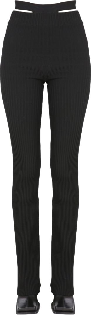 ANDREADAMO Ribbed Trousers With Cut Out Belt Zwart
