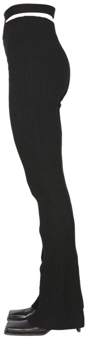 ANDREADAMO Ribbed Trousers With Cut Out Belt Zwart