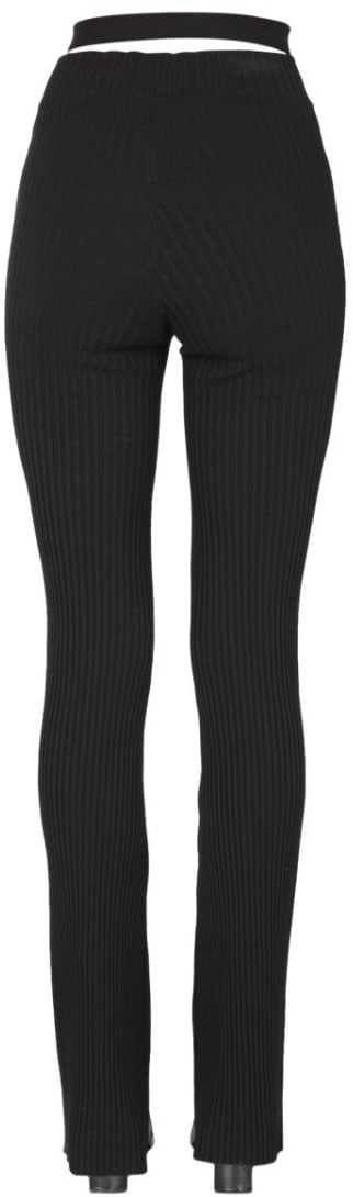 ANDREADAMO Ribbed Trousers With Cut Out Belt Zwart