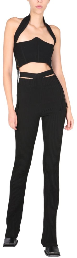 ANDREADAMO Structured Ribbed Bustier Zwart