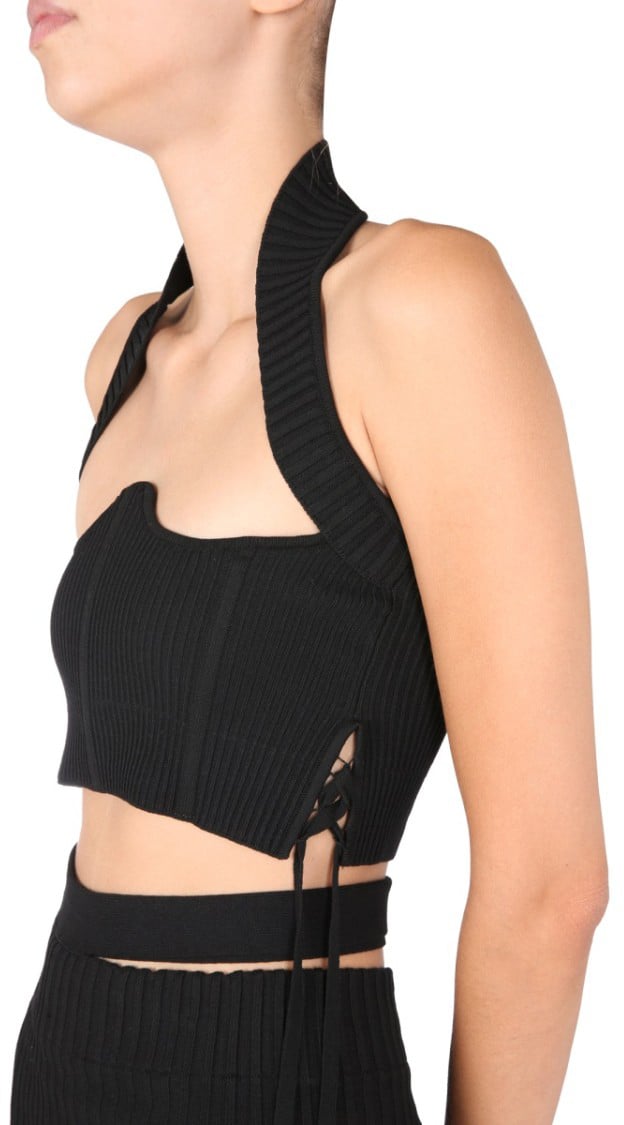 ANDREADAMO Structured Ribbed Bustier Zwart