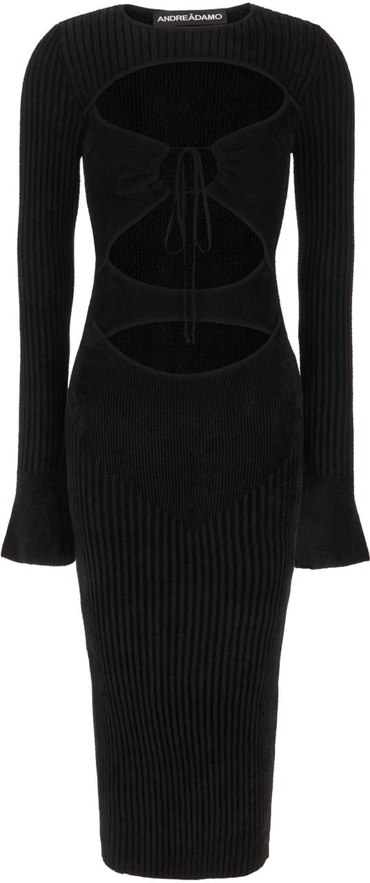 ANDREADAMO Andreadamo Black viscose blend mini dress Zwart