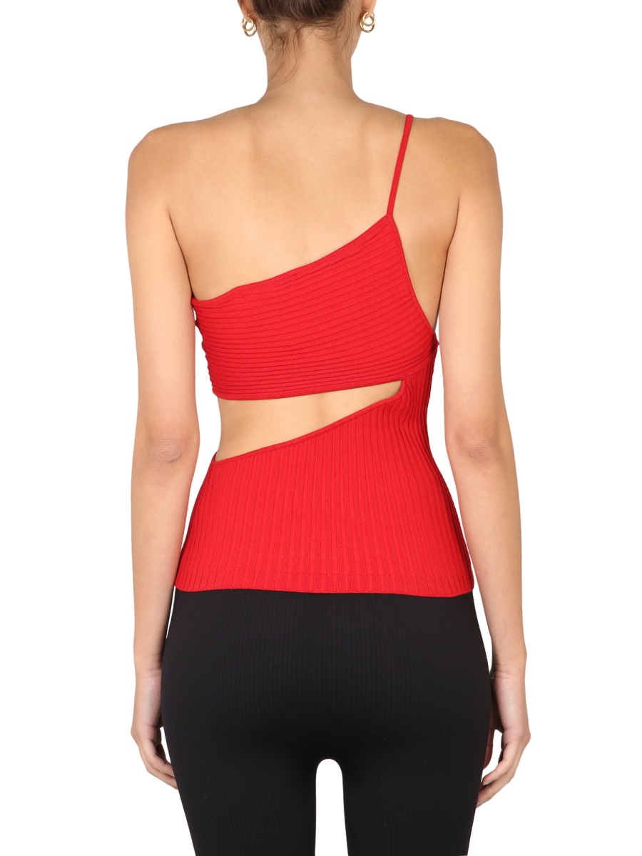 ANDREADAMO Asymmetrical One-Piece Top with Cut-Out Detail Rood
